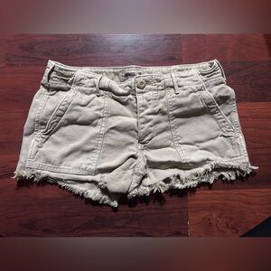 American Eagle Outfitters Beige Frayed Hem Jean Shorts size 2
